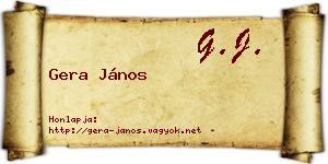 Gera János névjegykártya